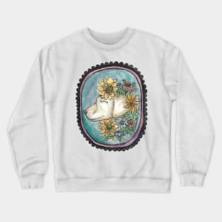 puppy and his flowers Crewneck Sweatshirt